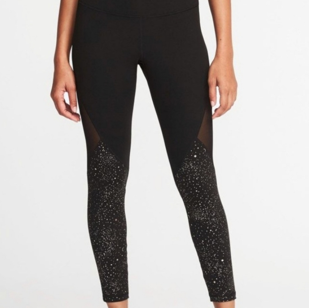 Black Mesh Star Leggings